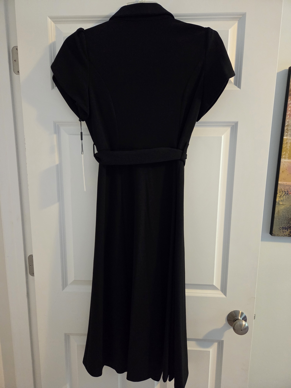 Calvin Klein Black Midi Shirt Dress with Buckle Belt - Picture 4 of 5